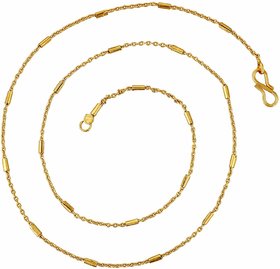 GoldNera Cylinderical Shaped Thin 22 Inches Gold Plated Chain For Women-Girls