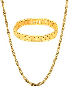 Gold Plated Gold Color Designer Daily wear 1 Chain 1 Bracelet for Men by GoldNera