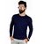 The Royal Swag Men's Cotton Full Sleeve T-shirt- Oxford Blue Crew Neck