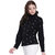 Texco Black Studs Embelished Turtle Neck Full Sleeve With Cut Out Zipperer Detailing Winter Sweat Shirt