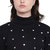 Texco Black Studs Embelished Turtle Neck Full Sleeve With Cut Out Zipperer Detailing Winter Sweat Shirt