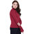 Texco Lurex Maroon Zipper Mock Neck Well Crafted Sweatshirt With Attached Gloves