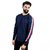 The Royal Swag Men's Cotton Full Sleeve T-Shirt - Navy Blue Striped Panel