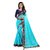 janvi sales sky blue color lace border work saree with blouse piece (jv-3006- firozi sky blue)
