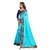 janvi sales sky blue color lace border work saree with blouse piece (jv-3006- firozi sky blue)