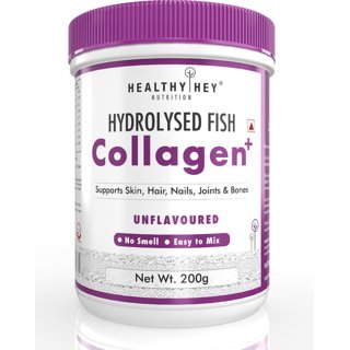 HealthyHey Fish Collagen Powder 200g - Hydrolyzed Fish Collagen Peptides  Paleo Friendly, Non-GMO (Unflavoured, 200g)