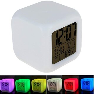 Buy Color Changing LED Digital Table Alarm Clock with Date, Time ...