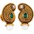 Paisely designed Antique ear studs with light green stone by GoldNera