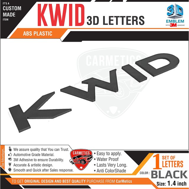 CarMetics RENAULT 3D Letters (3D Stickers 3D Logo 3D Emblem for Kwid Duster  Triber Captur Accessories) –