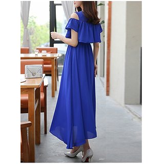 royal blue cold shoulder dress