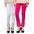 Pixie Designer Bottom Lace Leggings (White, Pink) - Free Size