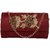 TARUSA Maroon Suede Floral Pattern Clutch For Women's