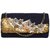 TARUSA Black Suede Abstract Pattern Clutch For Women's