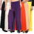 Pixie's Stylish Casual Wear Malai Lycra Pant Palazzo Combo (Pack of 6) Black, White, Purple, Maroon, Pink and Beige - Free Size