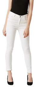 Miss Chase Women's White Skinny High Rise Clean Look Bleached Regular Length Stretchable Denim Jeans