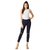Miss Chase Women's Navy Blue Super Skinny Fit High Rise Clean Look Knee Slit Regular Length Stretchable Denim Jeggings
