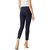 Miss Chase Women's Navy Blue Super Skinny Fit High Rise Clean Look Knee Slit Regular Length Stretchable Denim Jeggings