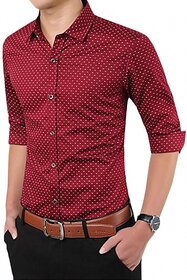 Blue Sea Men's Dotted Maroon Shirts