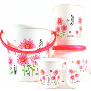 Every Home s Need Complete Bathroom Bucket Set Best Quality 5 Pcs Plastic to Enhance Your Bath Decor