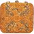 TARUSA Orange Silk Blend Floral Pattern Box Clutch For Women's