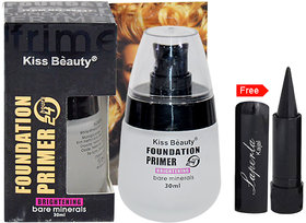 Kiss Beauty Foundation Primer 24h Brightening Bare Minerals With Free Laperla Kajal-HAURT