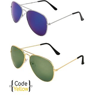 Code Yellow Multicolour Uv Protected Unisex Sunglasses Pack Of 2 