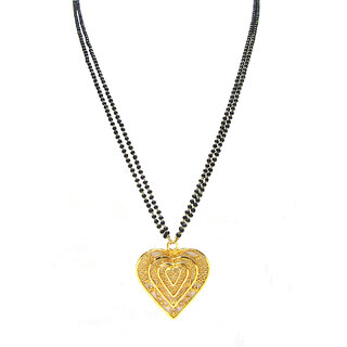                       Golden Heart Shape Pendant Mangalsutra Necklace                                              