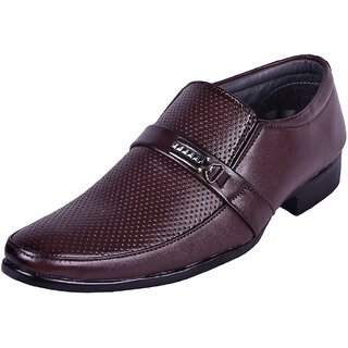 Somugi Men's Brown Formal Slip on Shoes