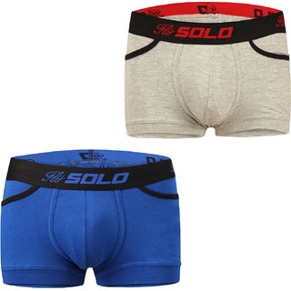 SOLO Men's Modern Grip Short Trunk with Pocket Cotton Stretch Ultra Soft Classic Boxer Brief (Pack of 2)