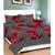 craftwell cotton red flowers on grey base double bedsheet with 2 pillow covers