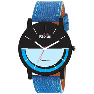 Radius Quartz Two Layer Black  Blue Analog Round Dial Men's Watch