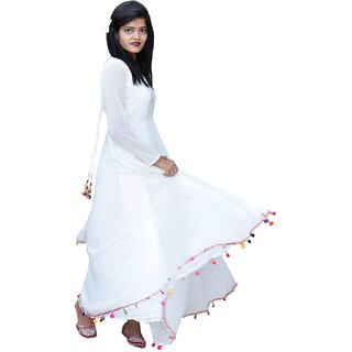 Rosella White Plain Fit  Flare Dress For Women