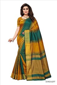 Bhuwal Fashion Multicolor Striped Polycotton Saree With Blouse