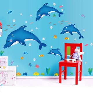 JAAMSO ROYALS Dolphin Fish Marine Animals Wall Sticker for Home Dcor