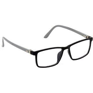                       HRINKAR Black Rectangle and Square Bifocal and Single Vision Latest Optical Spectacle Chasama Frame - HFRM-BK-GRY-16                                              