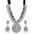 YouBella Antique German Silver Oxidised Plated Tribal Cotton Thread Necklace Earrings Jewlery Set for Women(Black)
