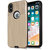 iPhone X Premium tpu pc hybrid hair line hard case with cloth and brushed pattern , Scratch Resistant (Gold)