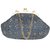 TARUSA Grey Faux Leather Geometric Cutwork Clutch For Women's