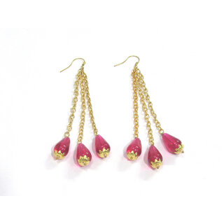                       Fancy Pink Pearl Hoop Earring                                              