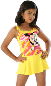 The Little Princess-Girls Charming  Baby Minnie Cartoon Print Multi Colored  Ruffled Scoop Neck Cover Up