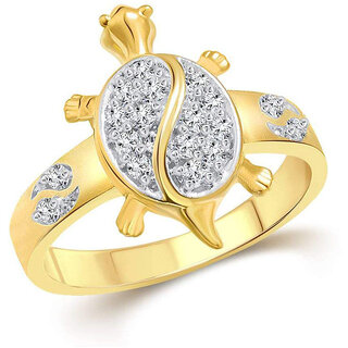 Sukai Jewels Money Tortoise Gold Plated Alloy & Brass Cubic Zirconia Finger Ring for Women and Men [SFR501G]