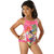 The Little Princess-Girls Pleasing Multi Pink Scoop Neck One Piece Swim suit