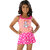 The Little Princess-Girls Charming  Print Multi Colored Halter  Ruffled Scoop Neck Cover Up