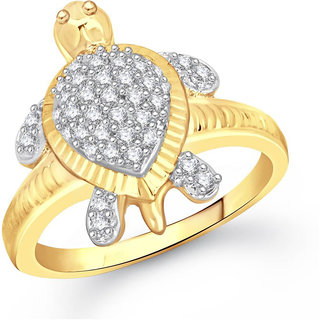Sukai Jewels Money Tortoise Gold Plated Alloy & Brass Cubic Zirconia Finger Ring for Women and Men [SFR513G]