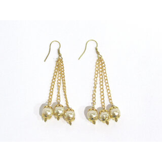                      Fancy Golden pearl Chain Hoop Earring                                              