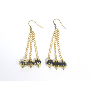 Black beads Chain Hoop Earring Black beads Chain Hoop Earring