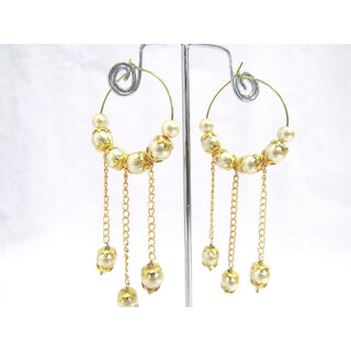 Golden Fancy Pearl Round Hoops Earring Golden Fancy Pearl Round Hoops Earring