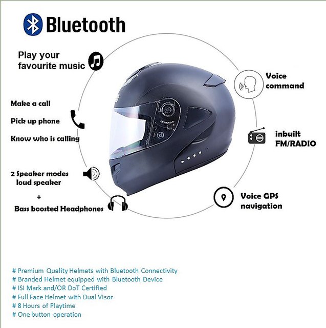 Buy Bluetooth Helmet with call and music function ISI marked