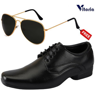 Vitoria Men Smart Formals Lace-up Shoes With Free Fashionable Unisex Sunglasses Combo