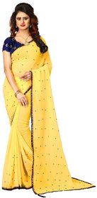 Fabrica Shoppers lattest Designer Marble pattern silk Embroidered yellow color saree